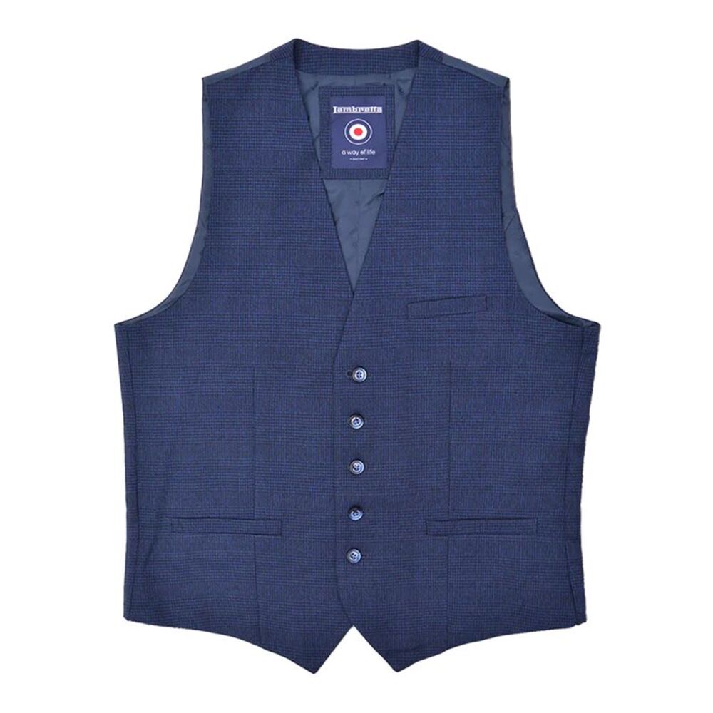 Lambretta Mens Spencer Self Check Slim Tailored Vest / Navy